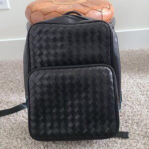 Woven leather backpack-fit 14 inches laptop